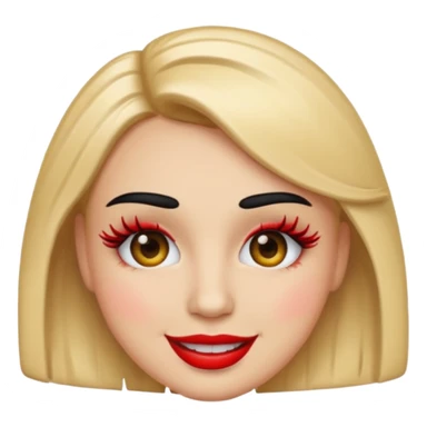 Emoji with fake eyelashes and red lips  sticker