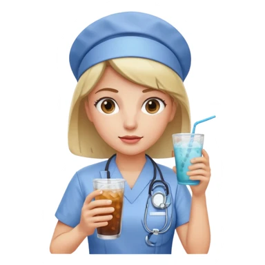 nurse holding iced drink sticker