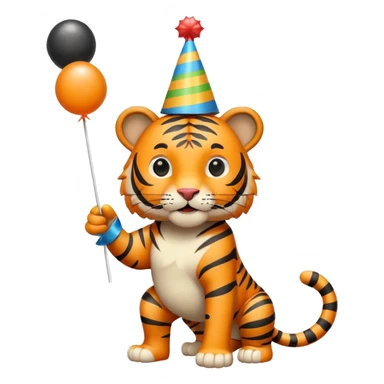 Party Tiger with a party hat and a party popper full body sticker