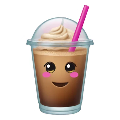 iced coffee with a pink straw and a glass cup sticker
