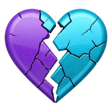 glitter cian and purple broken heart sticker