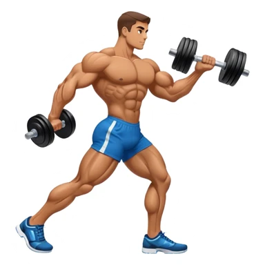 side-view bodybuilder dumbbell lunges sticker