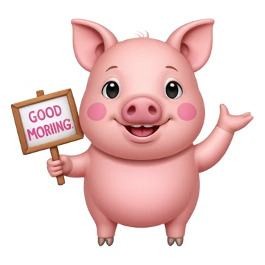 Pig with Inspirational good morning sign sticker