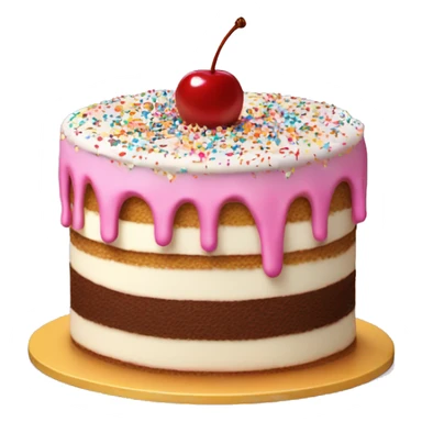 Birthday cake with a lot of sprinkles an cherry on top sticker
