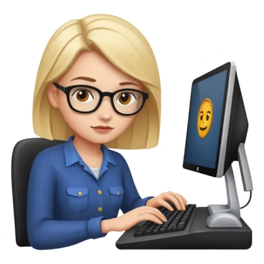 female web developer at computer sticker
