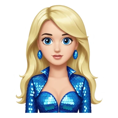 Katy Perry with long blonde hair, blue sequin outfit sticker