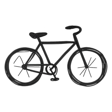 hand drawn outlined icon of a bicycle, no fill sticker