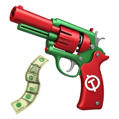 Dollars are pouring out of a red TikTok money-spinning gun sticker