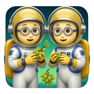 two minions with space suits eating grapes sticker