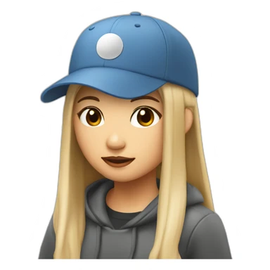 A long hair cool Asian girl wear a baseball cap and have a cup of coffee sticker