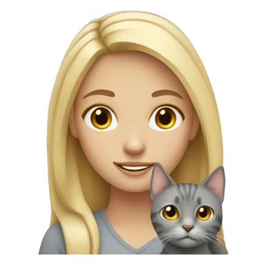 Blonde girl with Grey cat sticker
