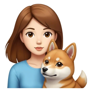girl brown hair with is Shiba Inu sticker
