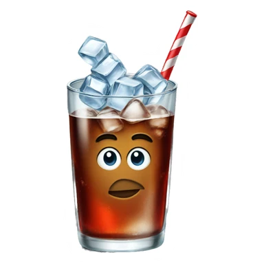coke in glass with ice cubes sticker