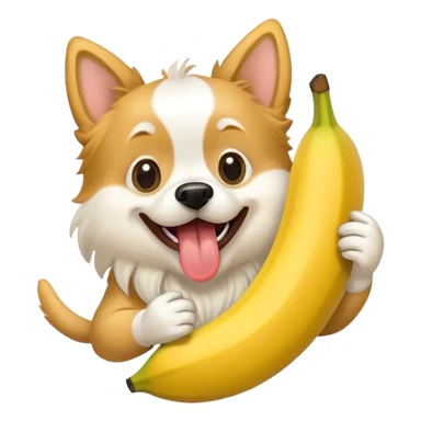 Dog eating a banana  sticker