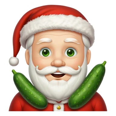 santa with cucumbers on eyes sticker