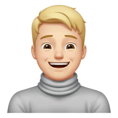 guy with hands crossed over neck with laughing/crying face sticker