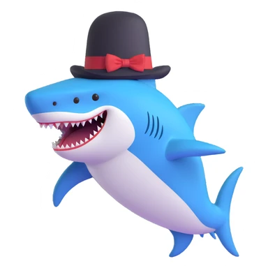shark with a top hat sticker