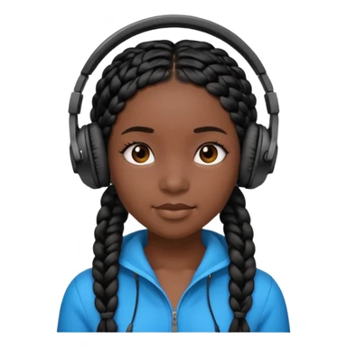 black girl with beats with black braids sticker