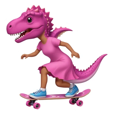Dinosaur on a skateboard pink dress for girls in pink  sticker