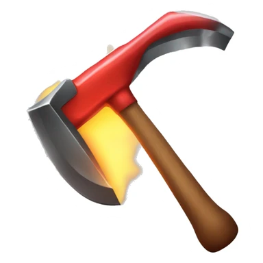 A hammer hammering a hot iron rod glowing in red sticker