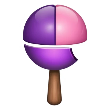 A half pink half purple ball with a wooden stem followed by a glass stem on top sticker
