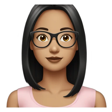 young white girl with rose gold glasses and black straight hair sticker