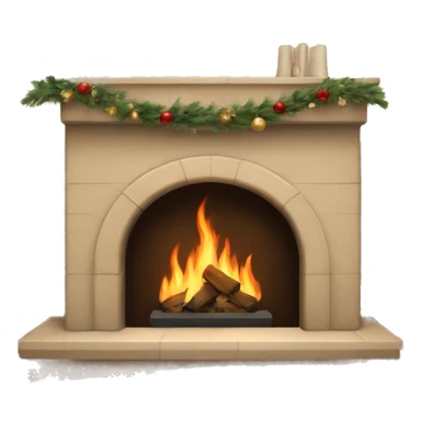 Christmas asthetic beige fireplace sticker