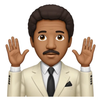 Richard Pryor with dark brown hair, ivory suit sticker