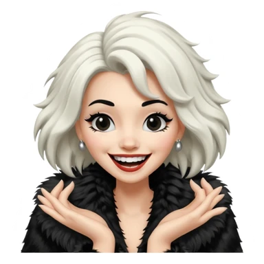 Cruella hair color split in the middle, crying of laughter sticker