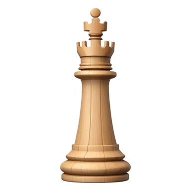 white rook chess piece, classic castle tower shape, blocky top sticker