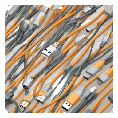 A lot of Unorganized usb cables sticker