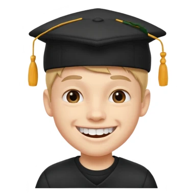 schoolboy with big front teeth wearing a black cap sticker