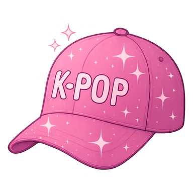 pink kpop idol hat with sparkles, trendy sticker