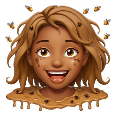 Fille en caca habillée en caca qui pu et pleure de rire avec des mouches autour sticker