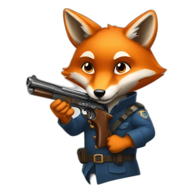 Fox holding a pistol sticker