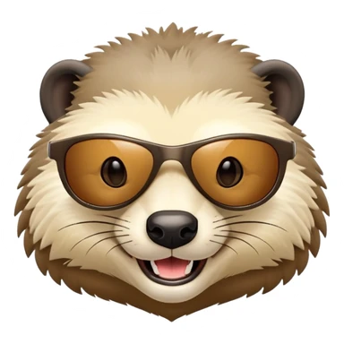 friendly anthropomorphised honey badger head wearing sunglasses sticker