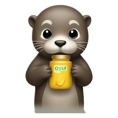 cute otter holding mustard bottle  sticker