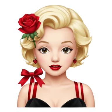Marilyn Monroe rose with a black velvet ribbon sticker