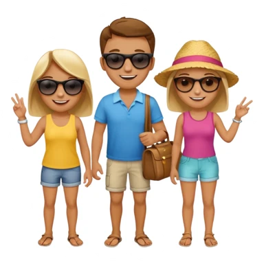 3 persons going on holiday vacation, group travel sticker