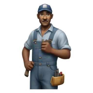 photorealistic blue collar worker 1950s sticker