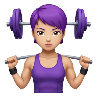 muscularweight lifting female short purple hair asian sticker