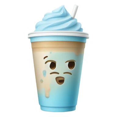 Pastel blue ice latte with ice and no cream in a takeaway cup sticker