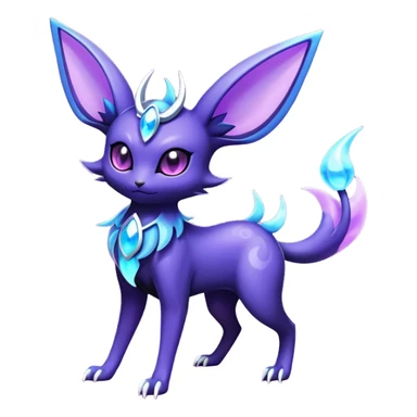 Shiny Exotic Badass Magical Ethereal Royal Mysterious Gothic Noibat-Espeon-Umbreon-Pokémon-Fakémon-hybrid-creature (full body) with horns sticker
