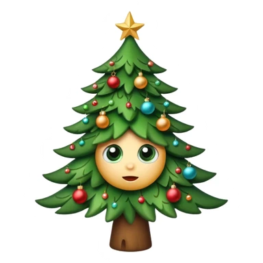 Christmas tree with cute eyes  sticker
