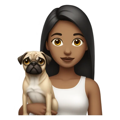 Girl with pug in front of her  sticker