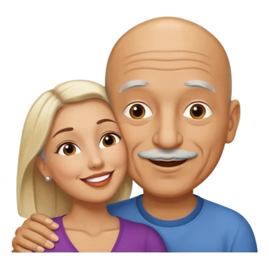 Older Bald Hispanic man kissing white dark blonde woman sticker