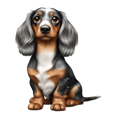 Two same tri merle long hair dachshunds together  sticker