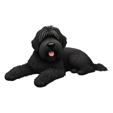 Black Russian terrier sleeping on bed  sticker