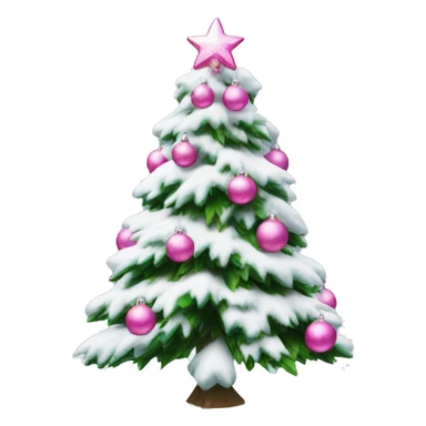 christmas tree with snow with pink ornaments  sticker
