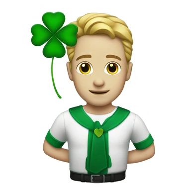 white man with four leaf clover sticker